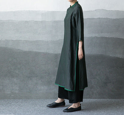 edoa Cracked Mud Silk A-line Qipao 