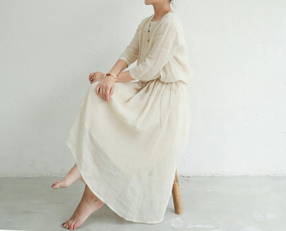 edoa High Count Ramie Cinch Dress