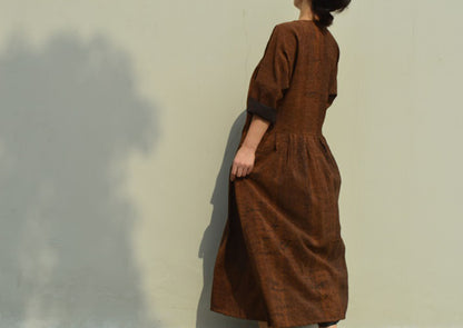 edoa Minimalist Cracked Mud Silk Dress 