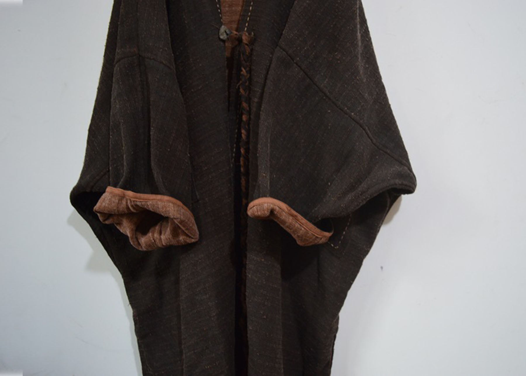 edoa Oversized Bohemian Raw Edged Reversible Tussah Silk Duster Coat 
