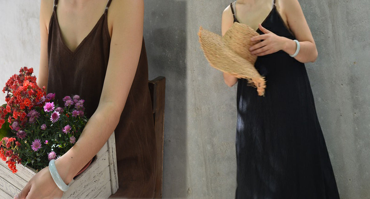 edoa Reversible Mud Silk Jacquard Camisole Dress