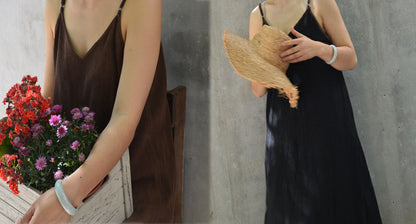 edoa Reversible Mud Silk Jacquard Camisole Dress