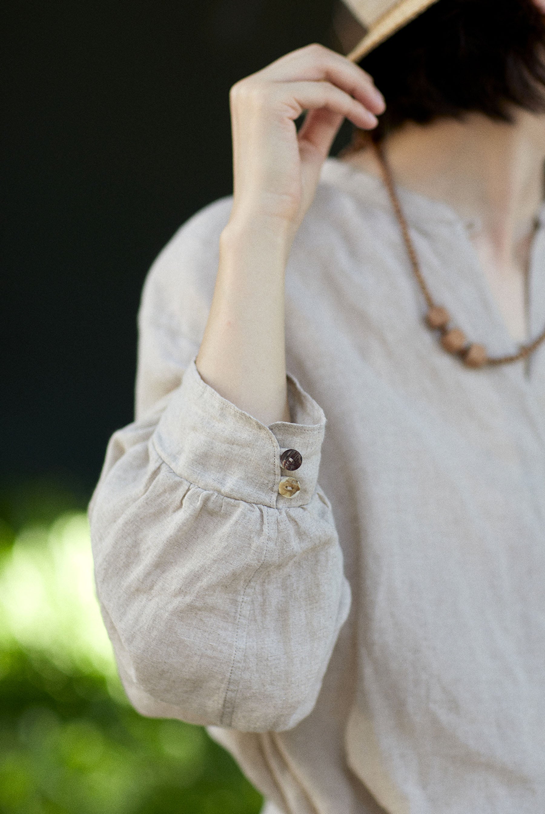 edoa High Count Flax Linen Blouse