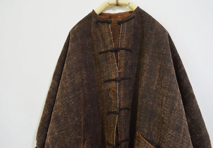Hand Woven Mud Tussah Silk Chinese Coat co0099 A708
