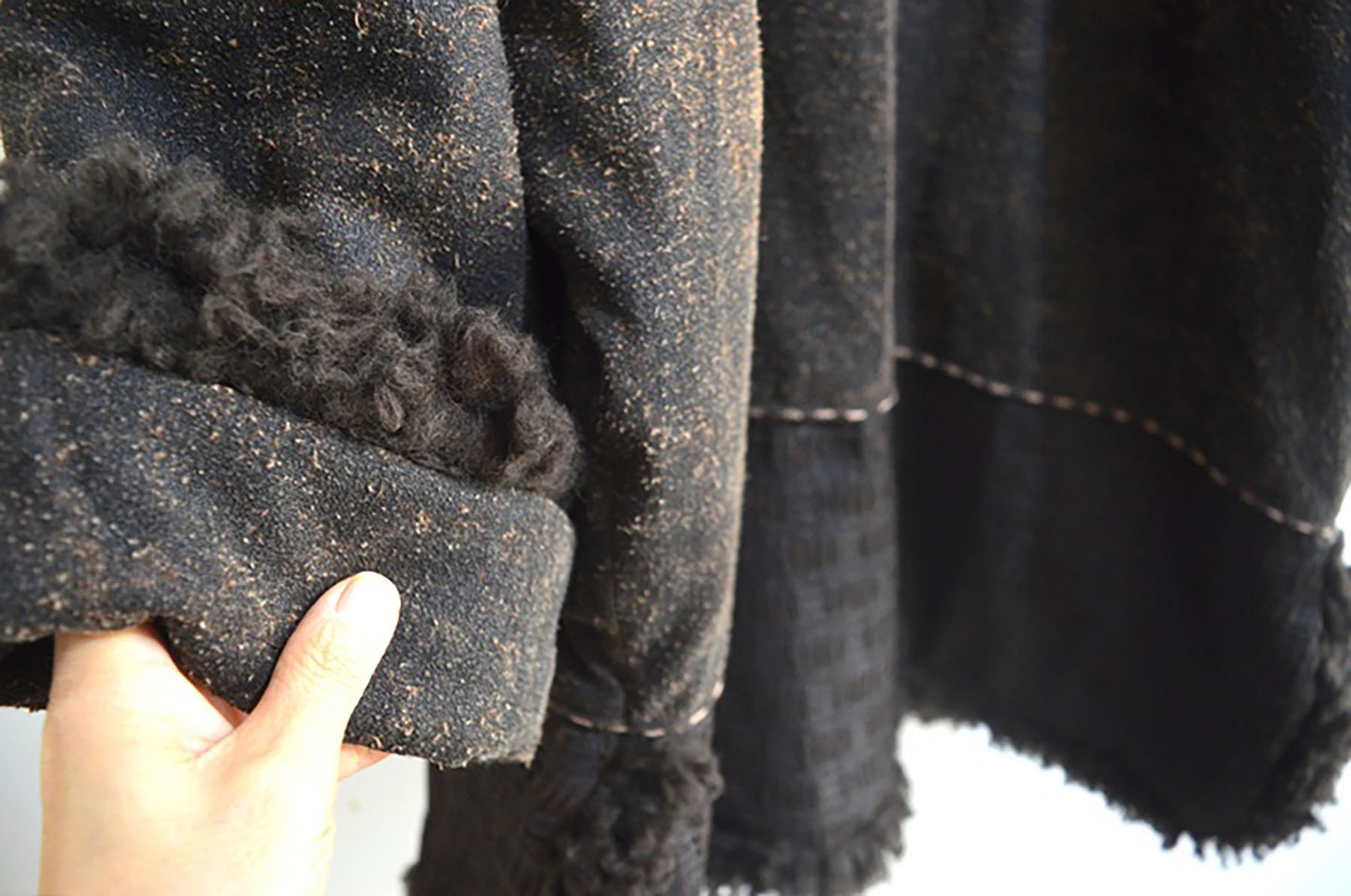 Oversized Mud Tussah Silk and Teddy Wool Bouclé Padded Coat co0179 X309