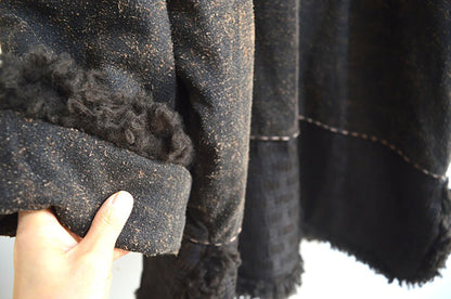 Oversized Mud Tussah Silk and Teddy Wool Bouclé Padded Coat co0179 X309