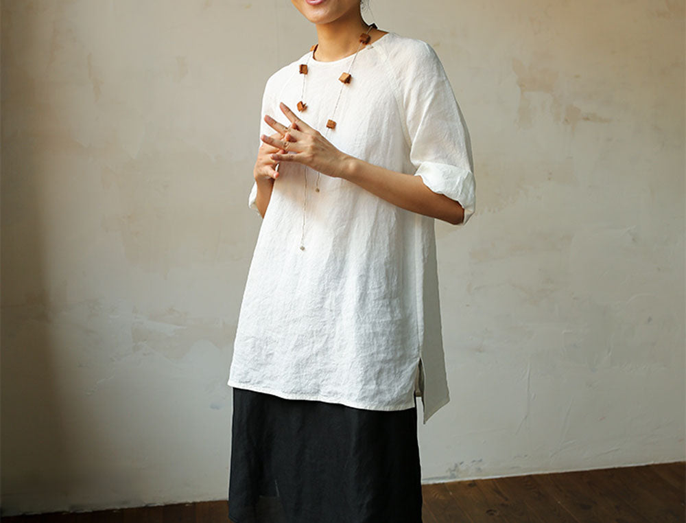 edoa Washed French Linen Tunic Top