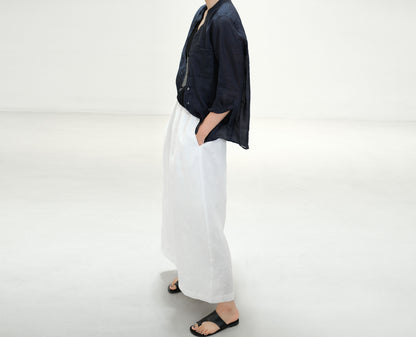 edoa Flax Linen Bud Skirt with pocket