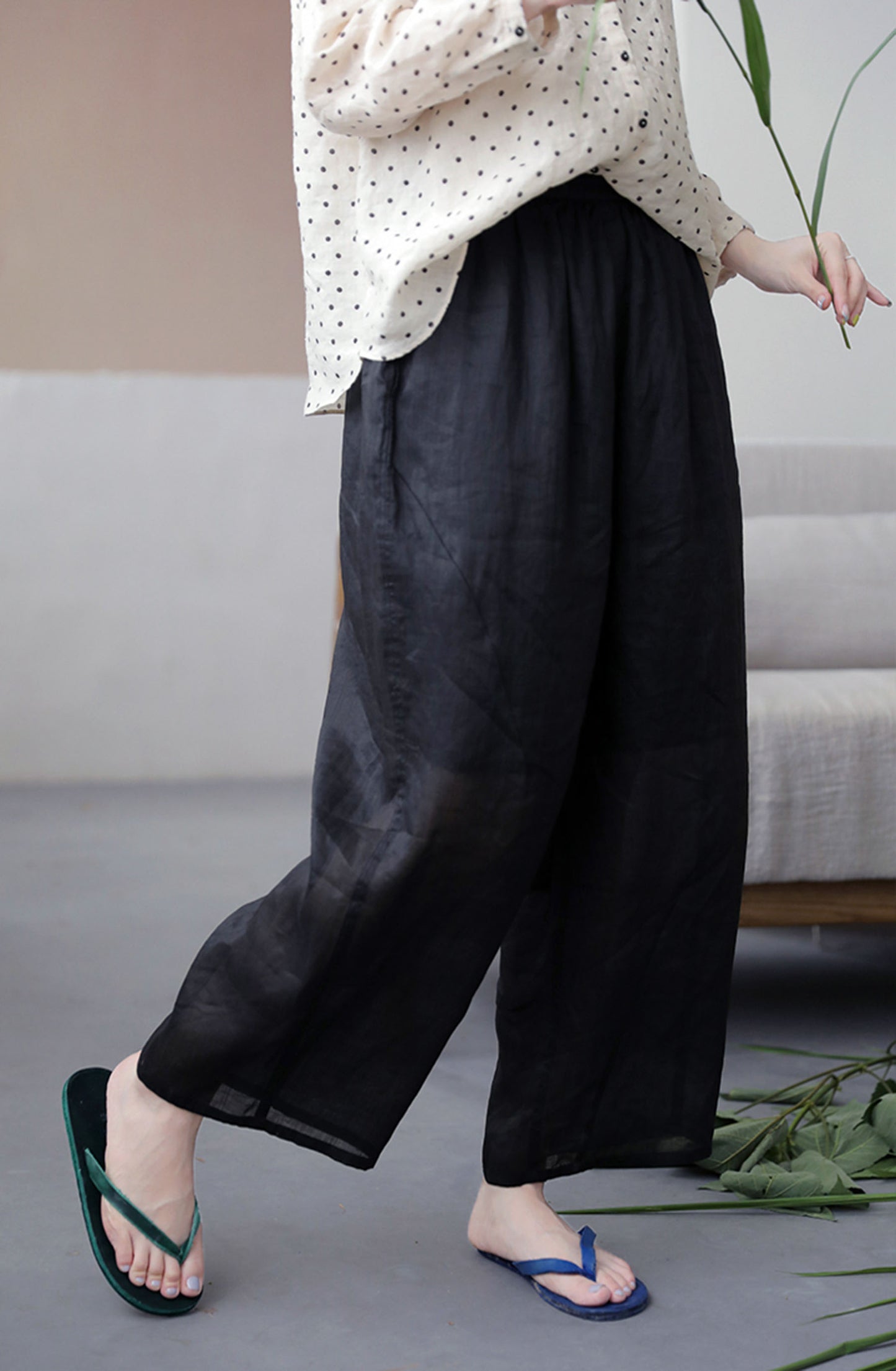 edoa High Counted Ramie Crop Pants