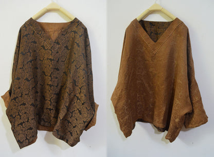 Reversible Loose Fitting Mud Silk Jacquard Tunic to0232 A588
