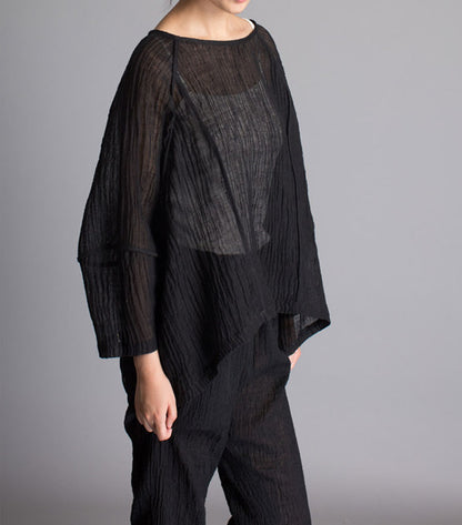 edoa Loose Fitting Crinkled Linen Shirt