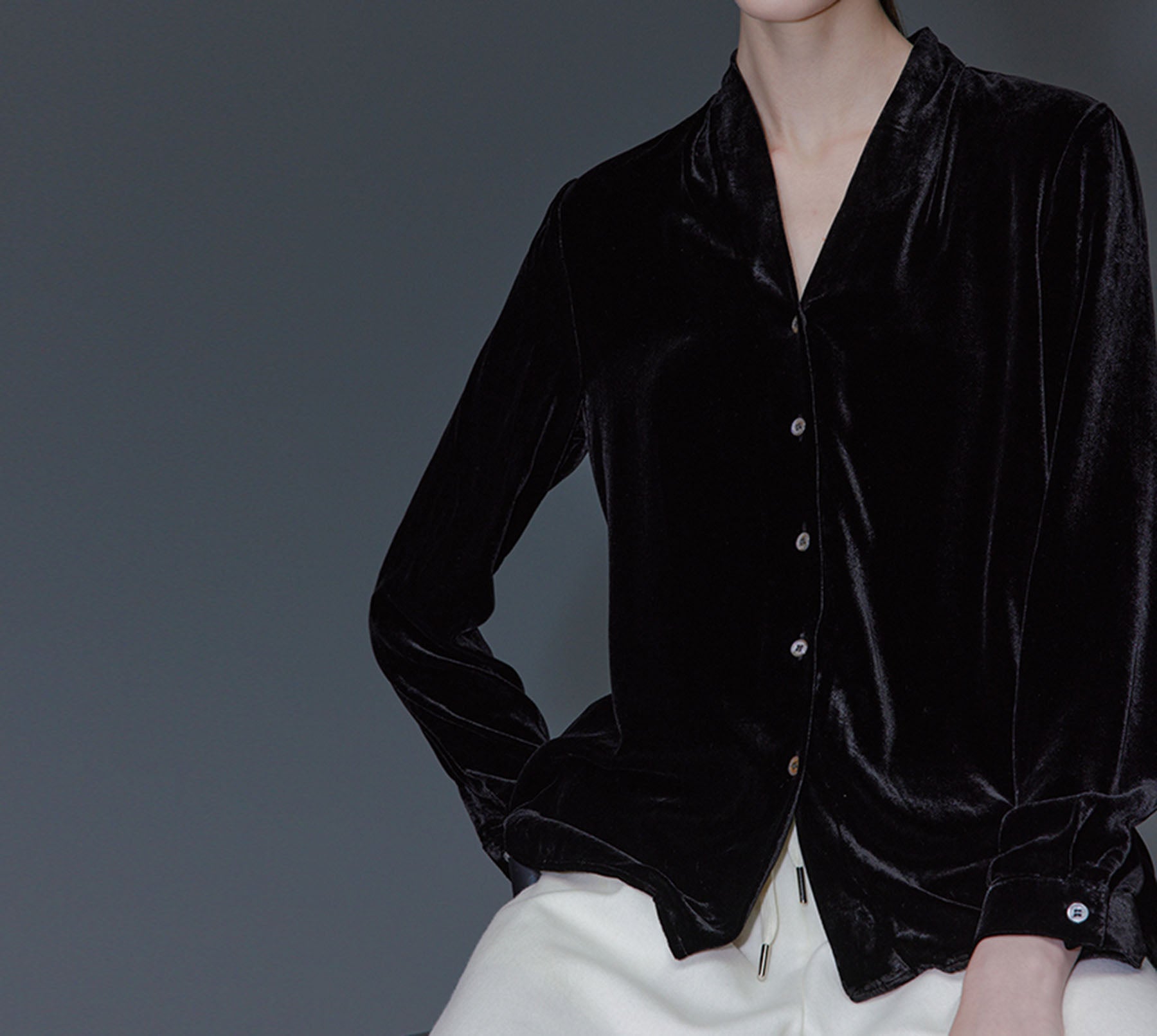 edoa Silk Velvet Spring Blouse