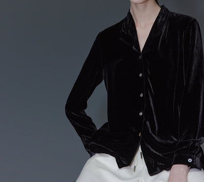 edoa Silk Velvet Spring Blouse