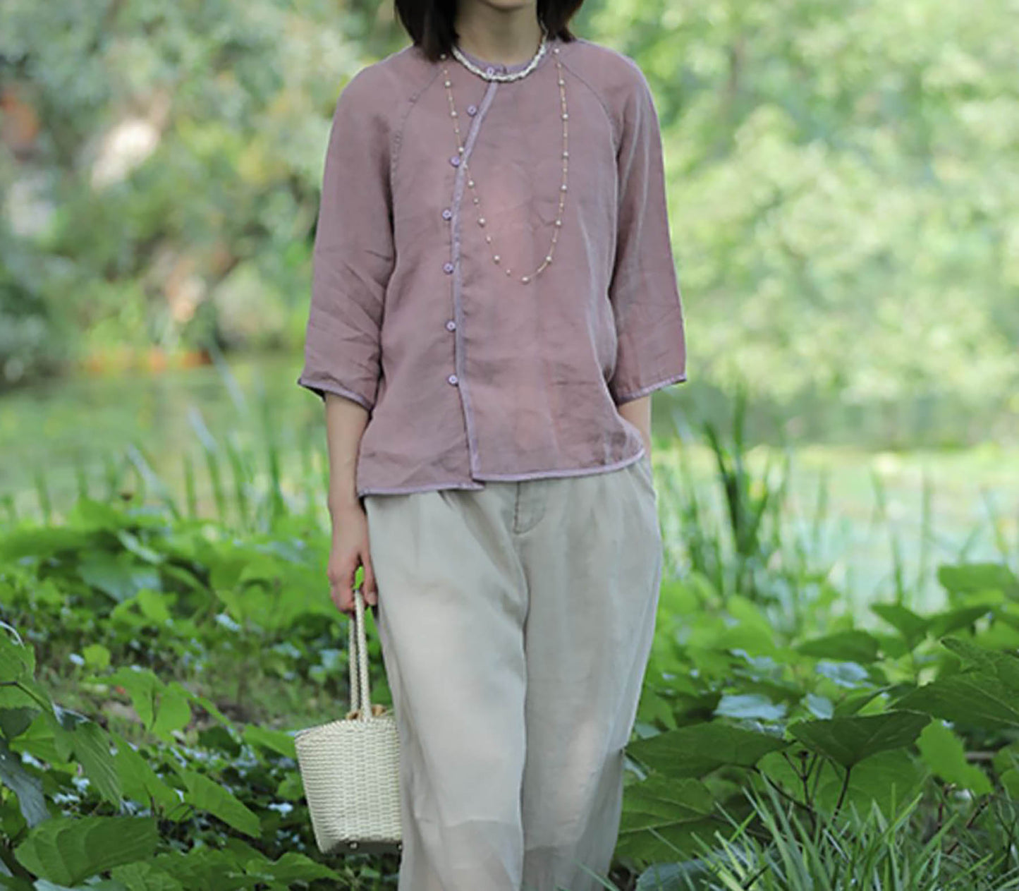 Thin High Count Ramie Chinese Blouse bl0032 I111
