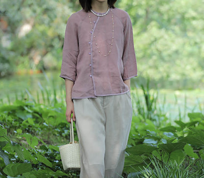 Thin High Count Ramie Chinese Blouse bl0032 I111