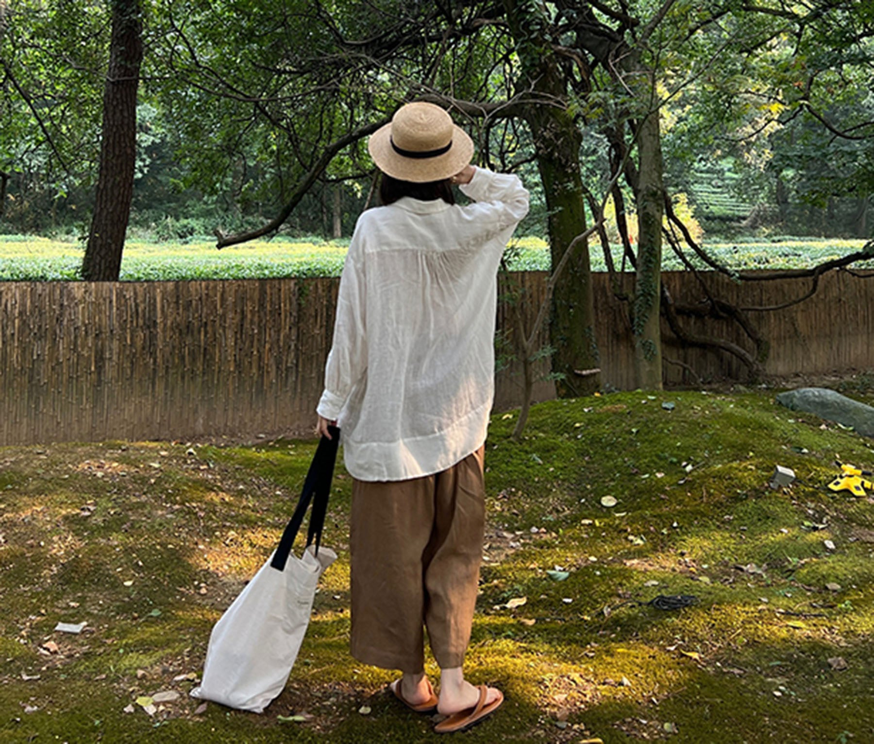 edoa Oversized Off White Washed Linen Shirt 