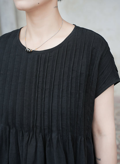 edoa Hand Pintucked Cracked Mud Silk Charmeuse Blouse