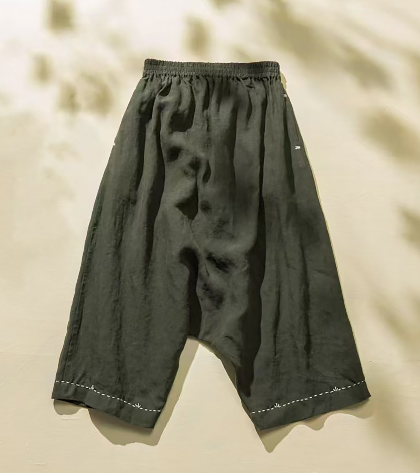 edoa Loose Drop Crotch Linen Harem Pants