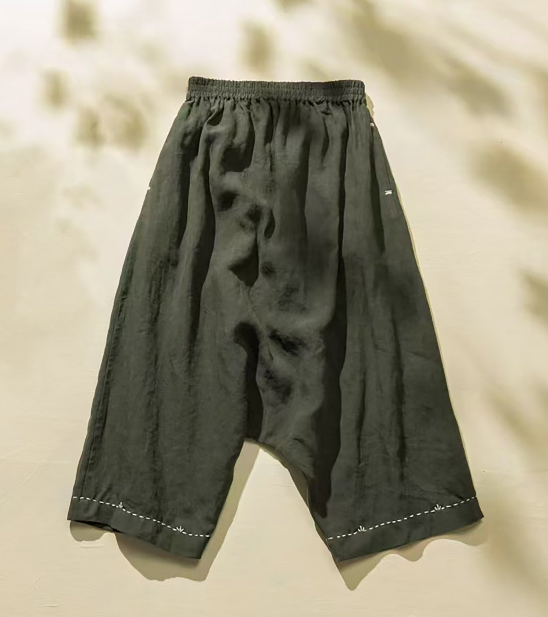 edoa Loose Drop Crotch Linen Harem Pants
