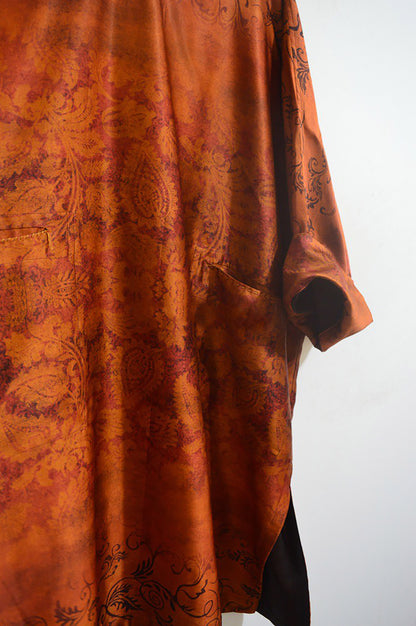 edoa Oversized Printed Mud Silk Charmeuse Kaftan Dress