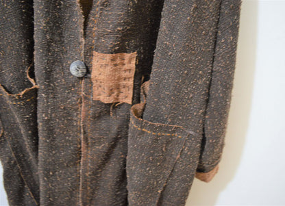 edoa Reversible Distressed Mud Tussah Silk Dust Coat