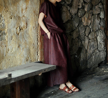 edoa Rusty Red Mud Silk Summer Top