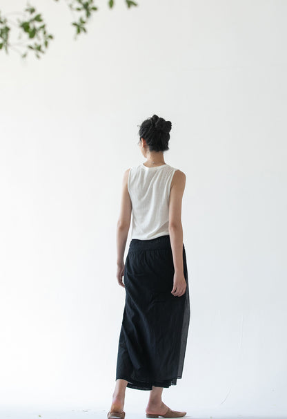 edoa Thin Silk Cotton Blend Pin tucked Apron Pants