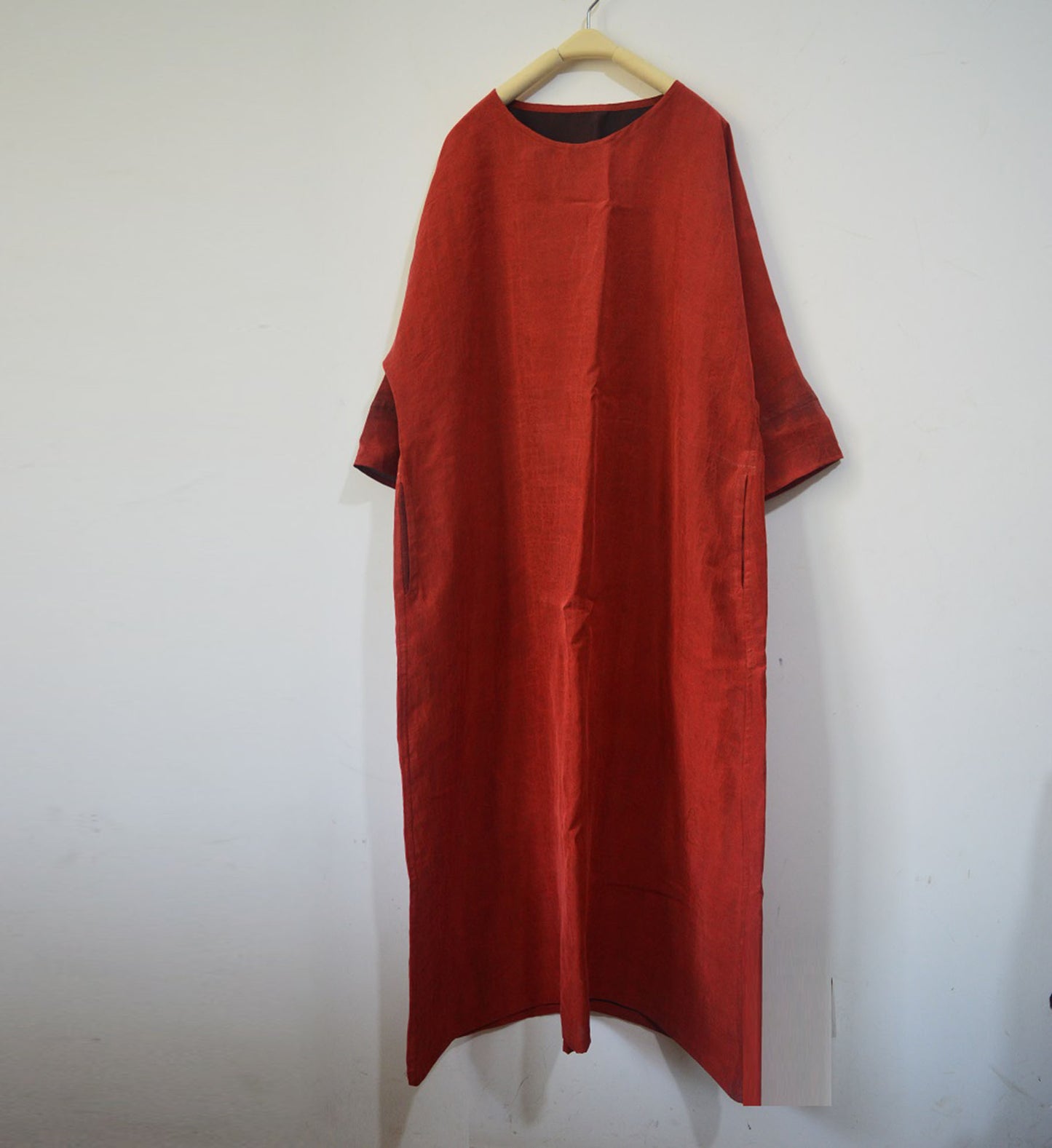 edoa Red Mud Silk A Line Dress