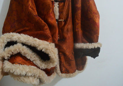 Oversized Printed Mud Silk Charmeuse Padded Coat co0173 X314
