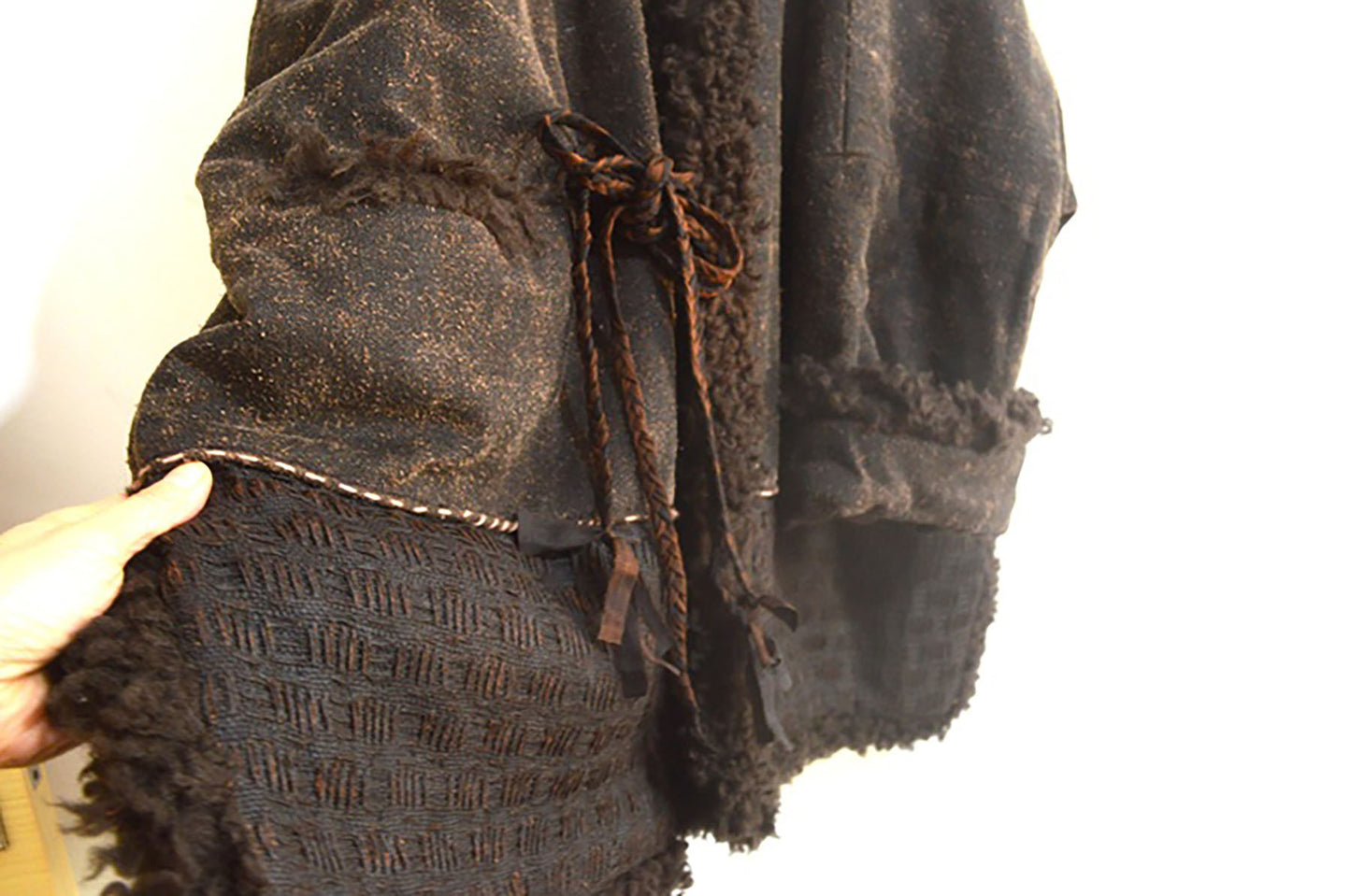Oversized Mud Tussah Silk and Teddy Wool Bouclé Padded Coat co0179 X309