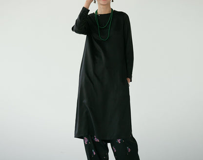 edoa Silk Charmeuse High Slit Tunic