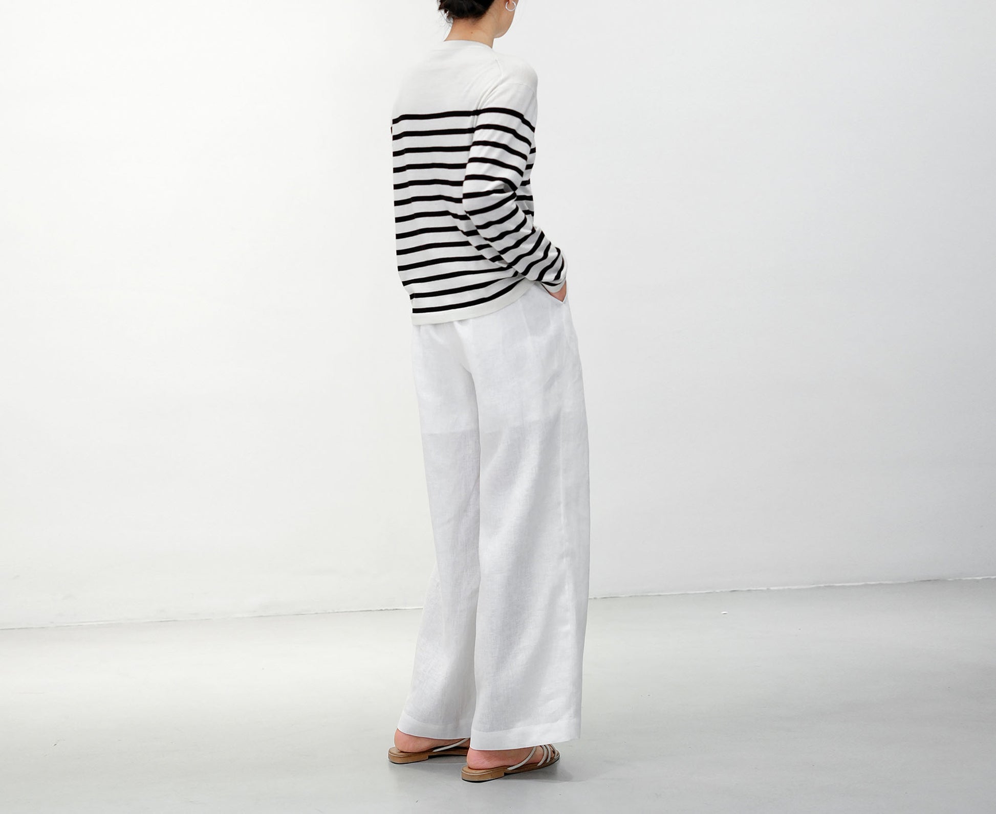 edoa Pink Wide Leg Linen Pants with pockets