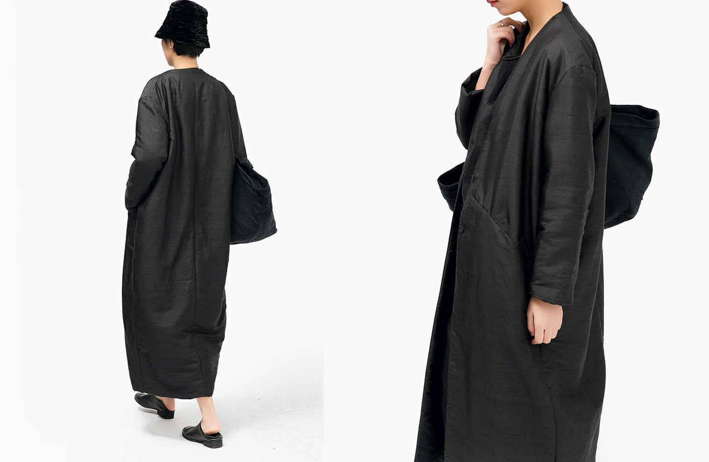 edoa Light Weight Dupioni Silk Padding Coat 