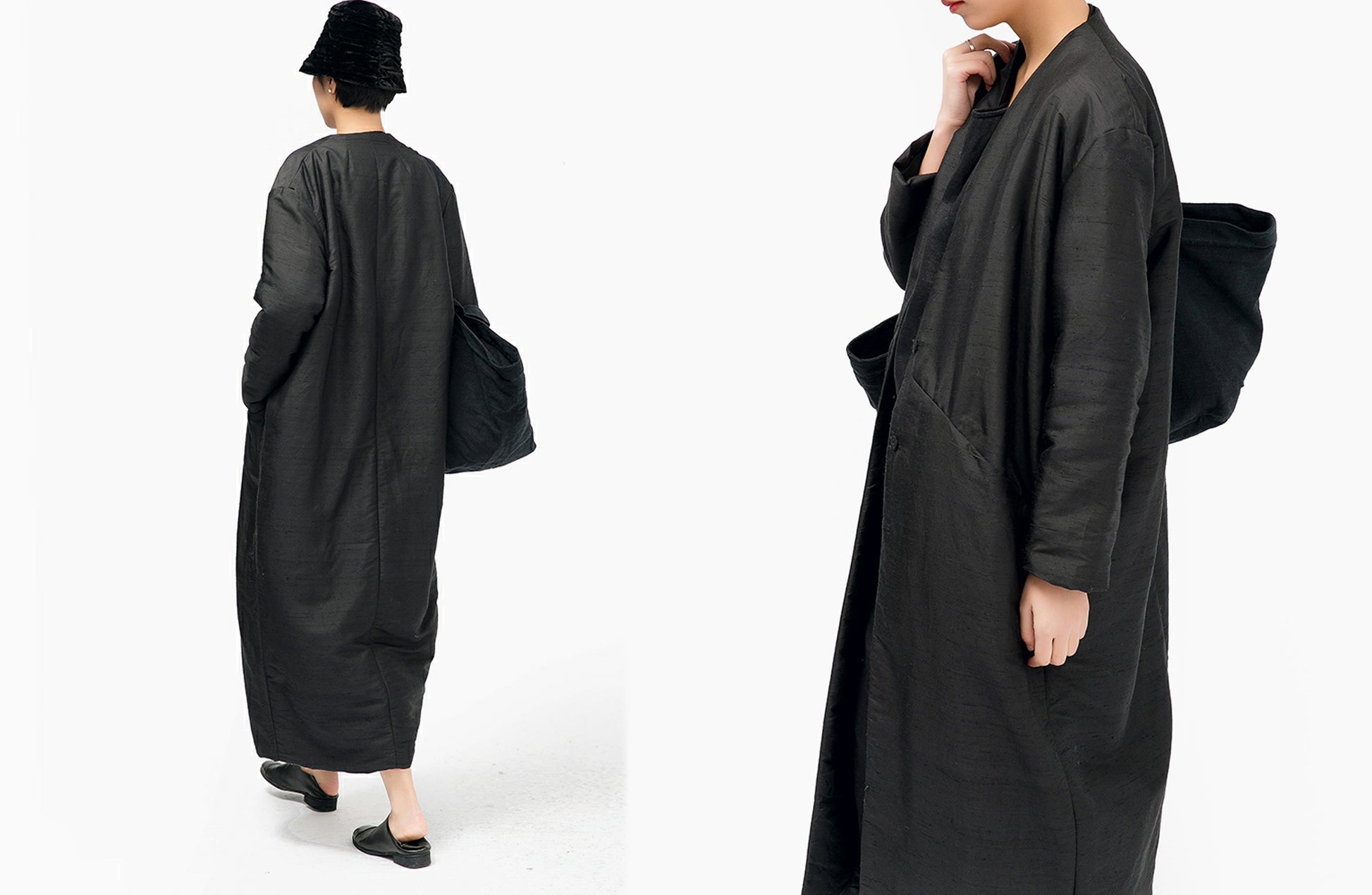 edoa Light Weight Dupioni Silk Padding Coat 