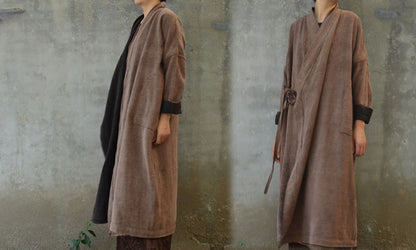 edoa Reversible Tussah Silk Wrap Coat