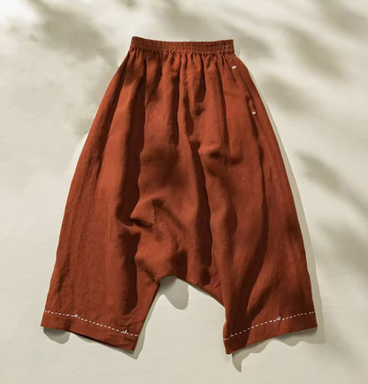 Loose Drop Crotch Linen Harem Pants pa0087 W134