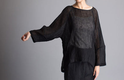 edoa Loose Fitting Crinkled Linen Shirt