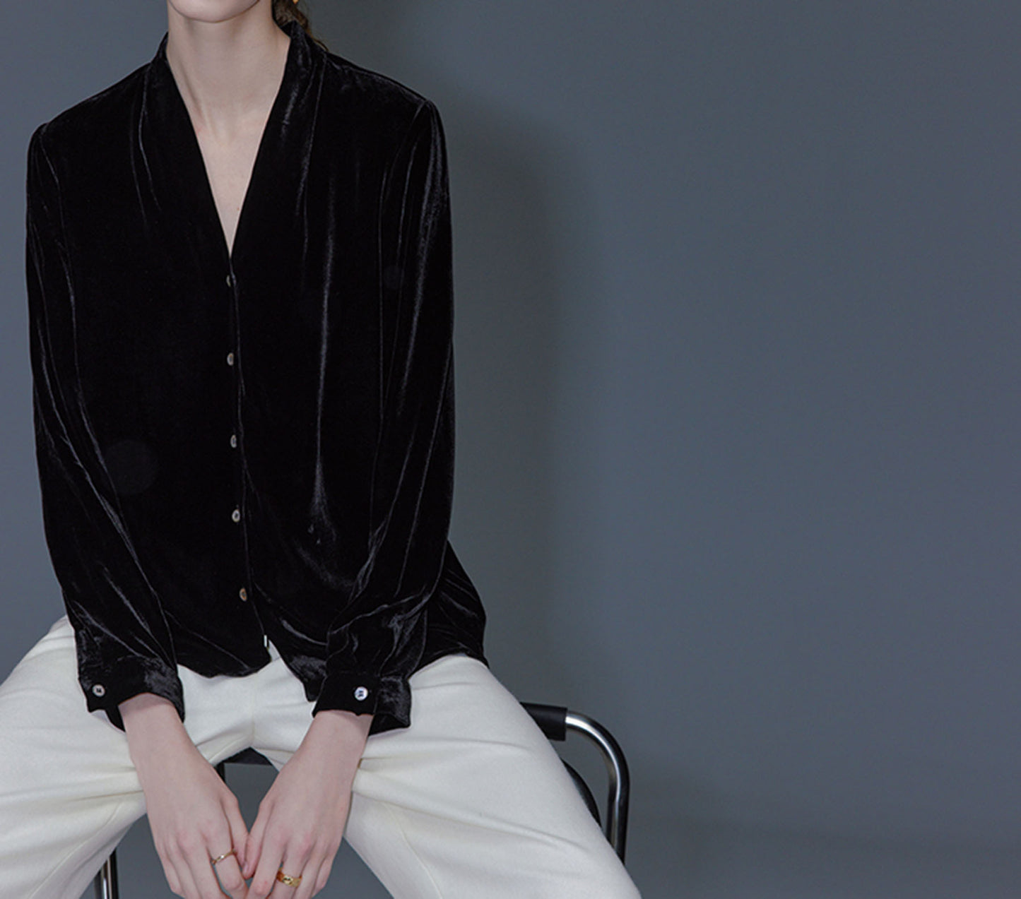 edoa Silk Velvet Spring Blouse