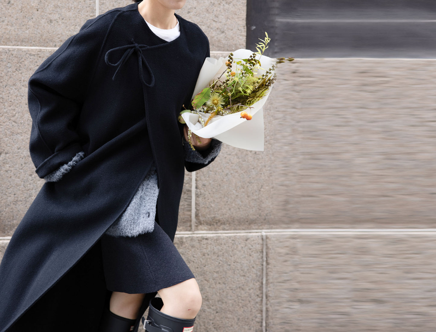 edoa Double Face Wool Tie Coat 