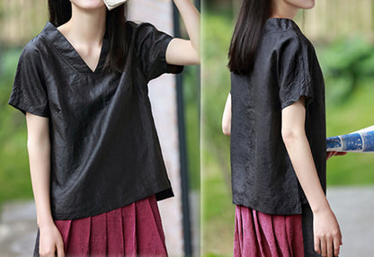 edoa Cracked Mud Silk V-neck Tee