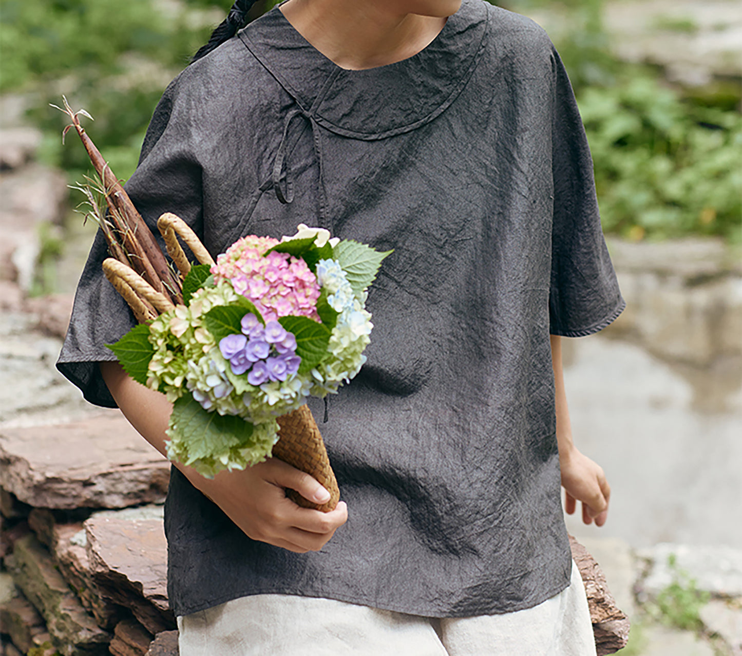 edoa Eco Dyed Dupioni Tussah Silk Blouse