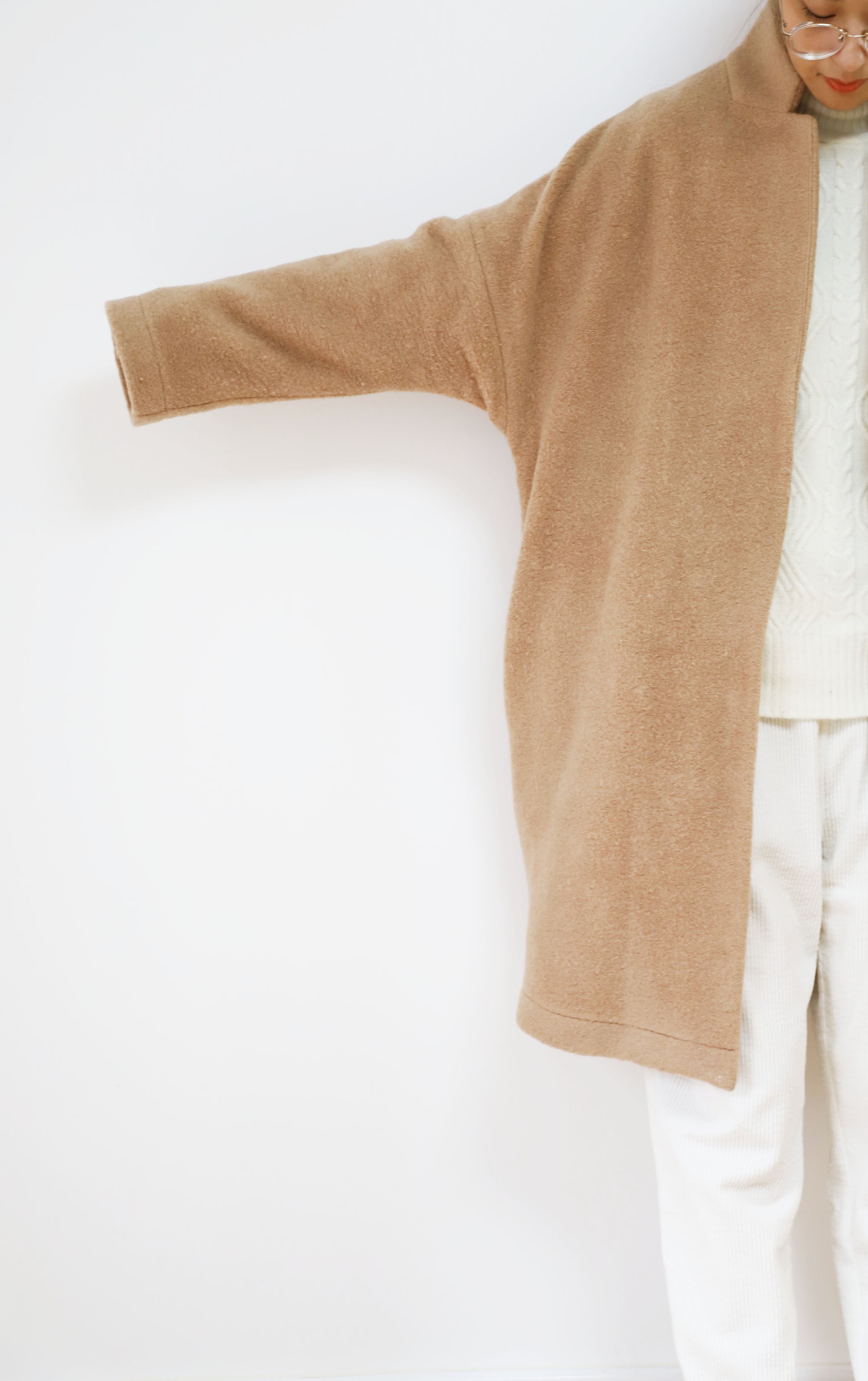 edoa Oversized Boiled Wool Cocoon Coat 