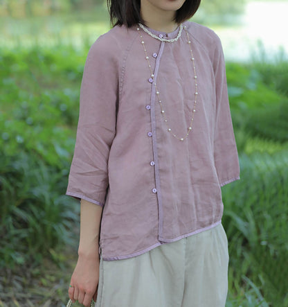 Thin High Count Ramie Chinese Blouse bl0032 I111