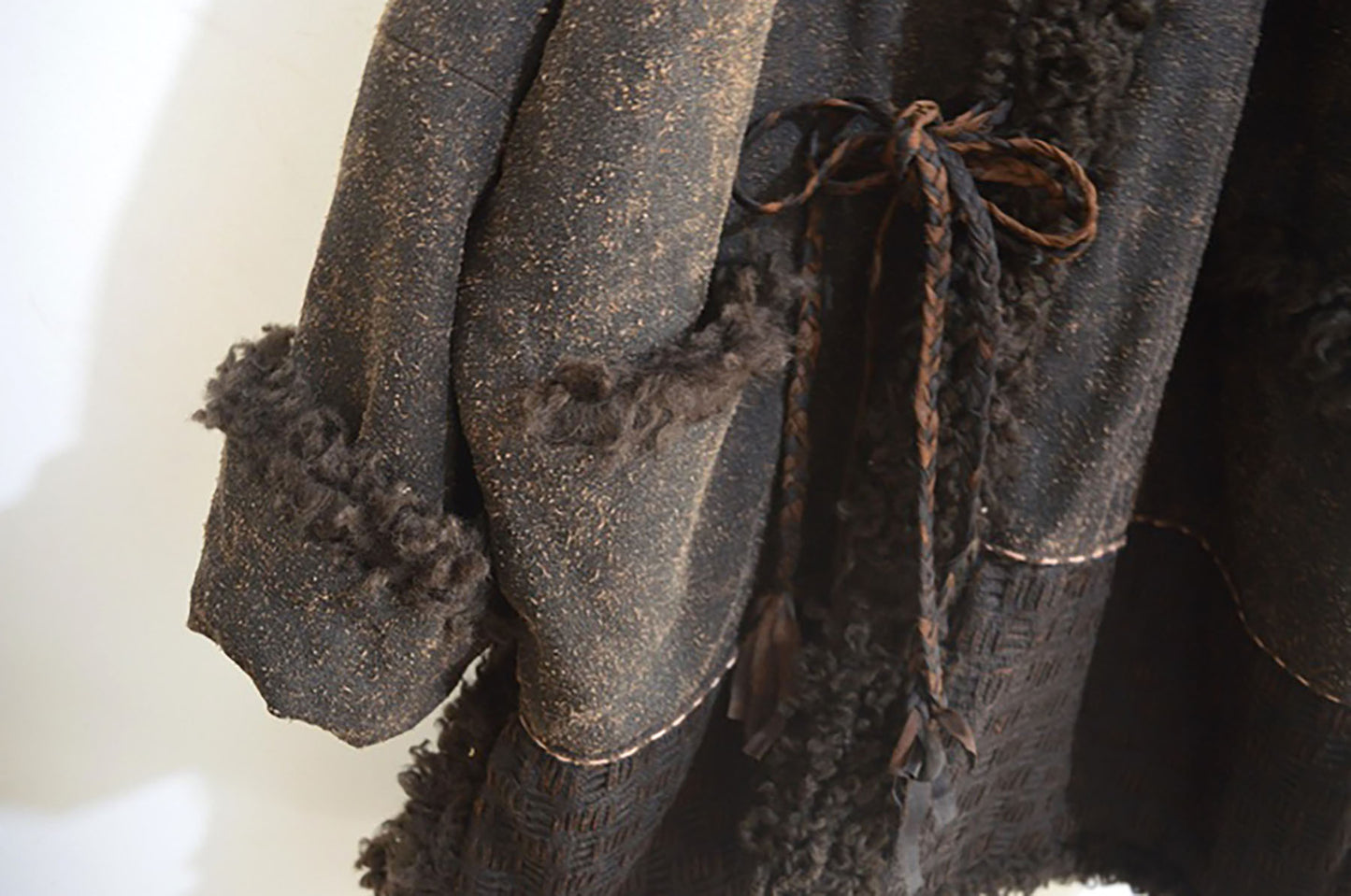 Oversized Mud Tussah Silk and Teddy Wool Bouclé Padded Coat co0179 X309