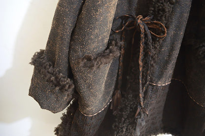 Oversized Mud Tussah Silk and Teddy Wool Bouclé Padded Coat co0179 X309