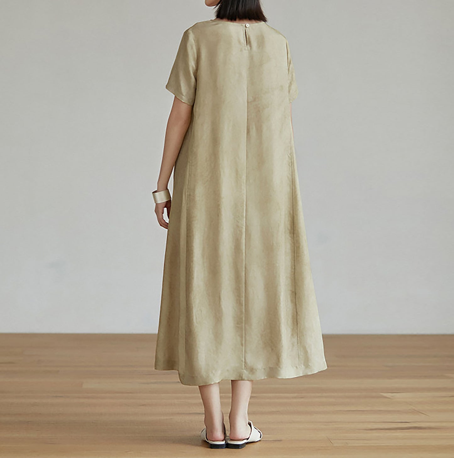 edoa Distressed Mulberry Silk A-line Dress