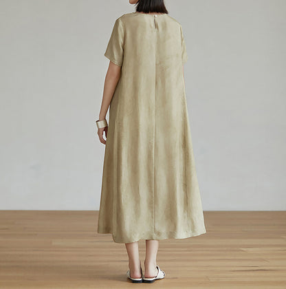 edoa Distressed Mulberry Silk A-line Dress