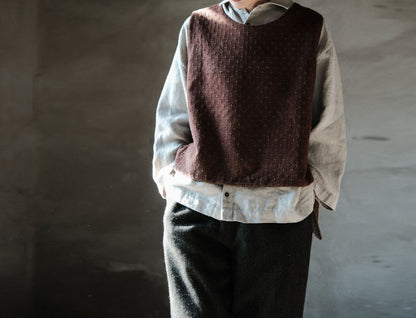 edoa Reversible Mud Tussah Silk jacquard Vest