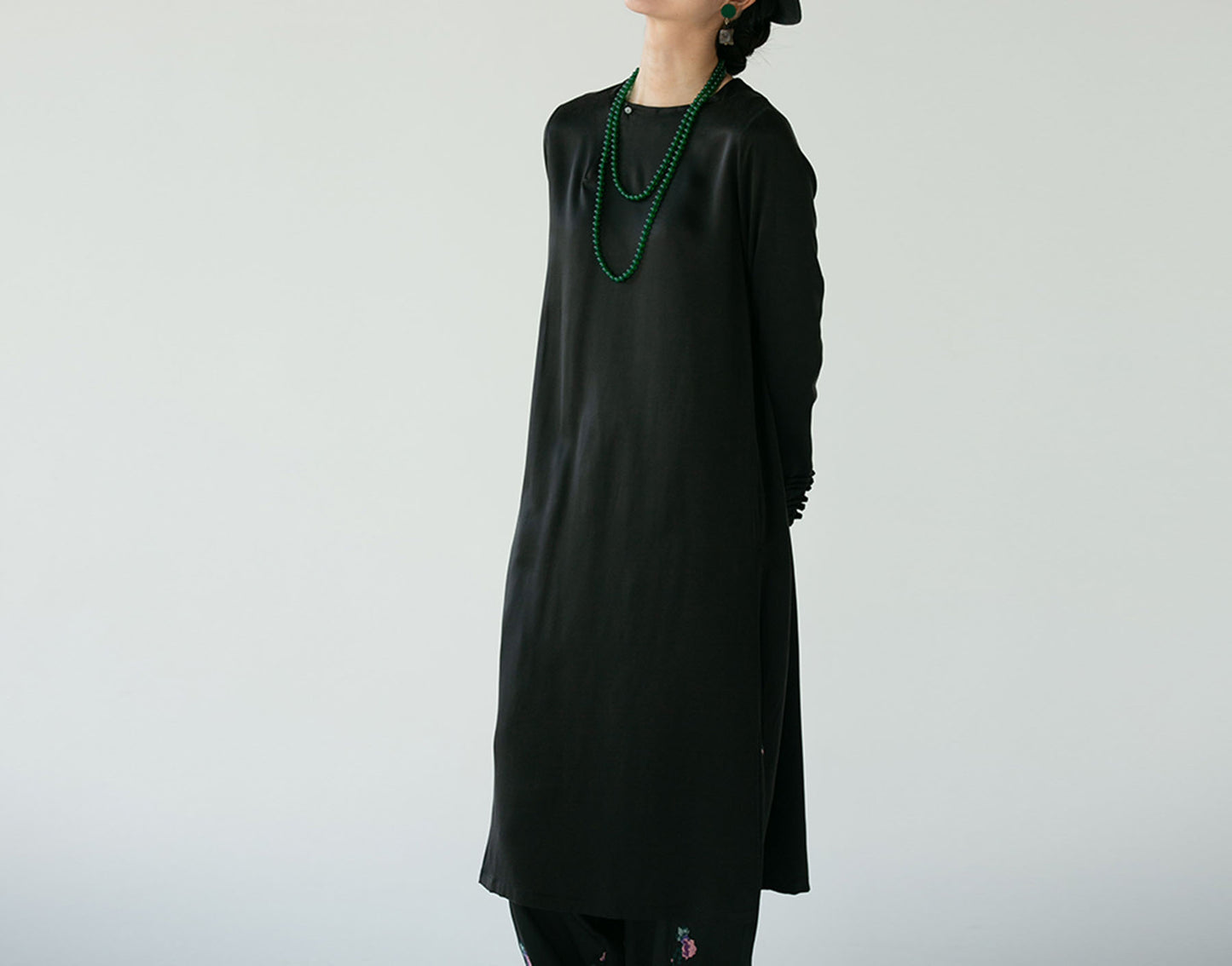 edoa Silk Charmeuse High Slit Tunic