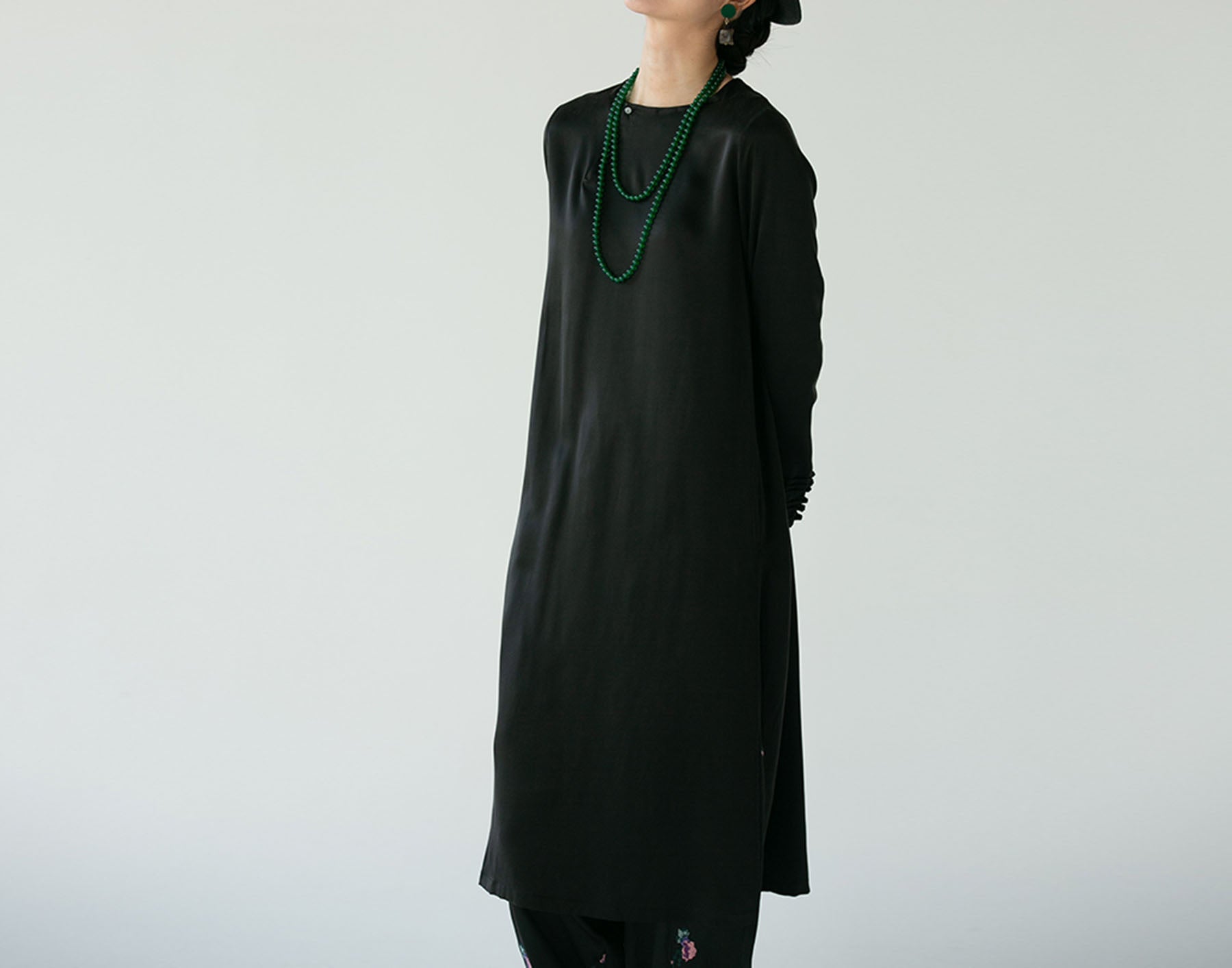 edoa Silk Charmeuse High Slit Tunic